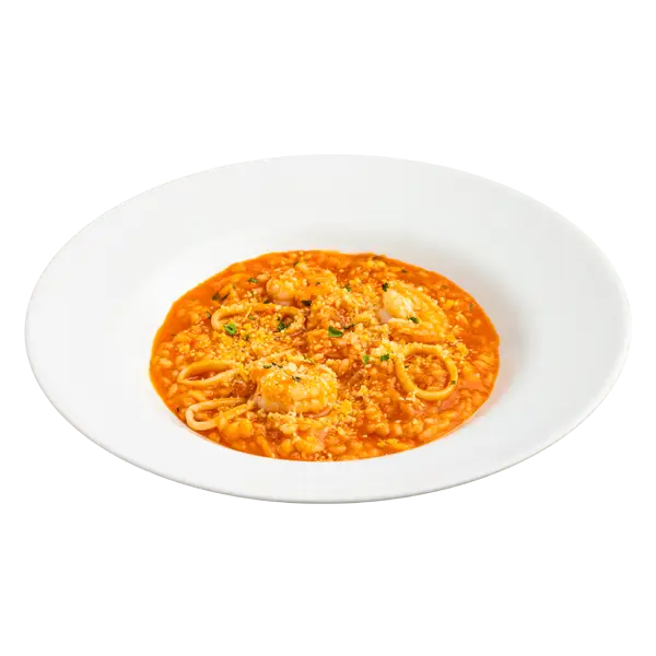 Изображение Ризотто с морепродуктами и соусом наполи