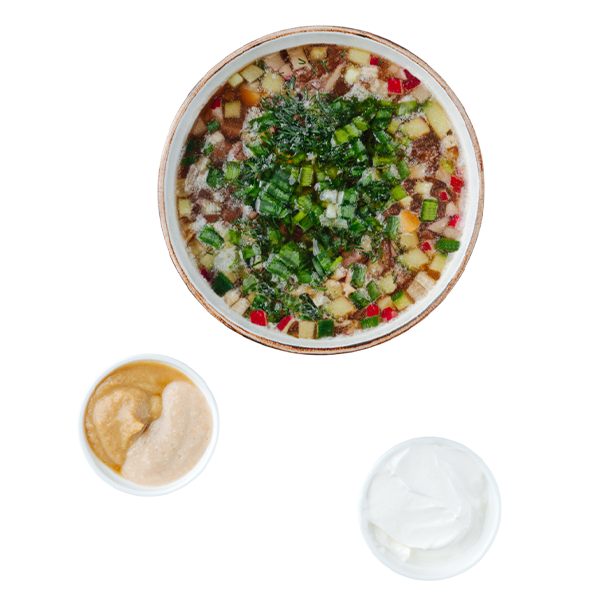 Окрошка мясная на квасе