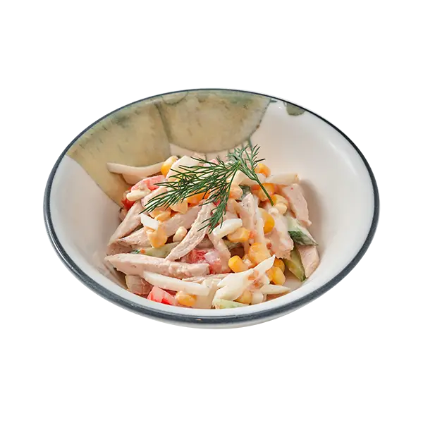 Изображение Салатик с курочкой, кукурузой и овощами