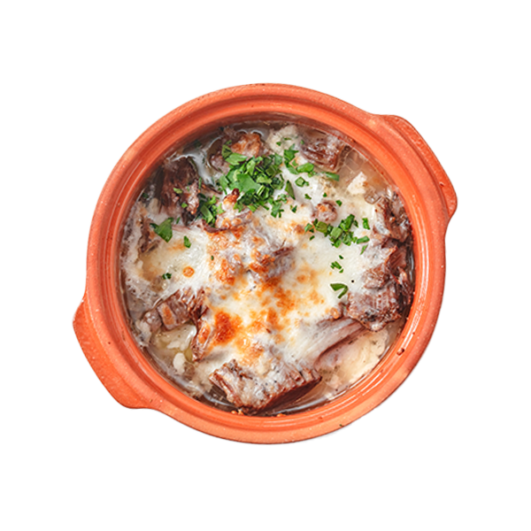 Томленые телячьи щечки с белыми грибами