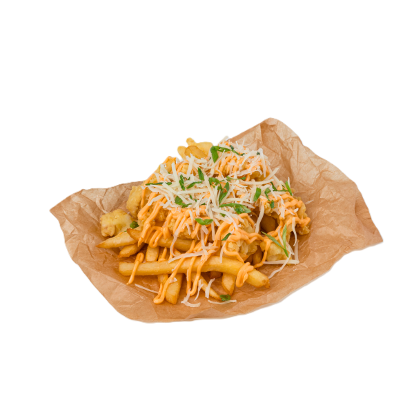 Куриный попкорн с картофелем фри