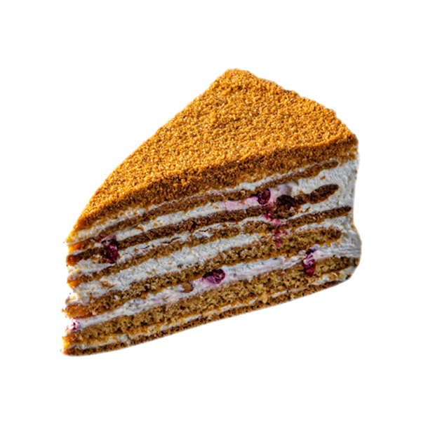 Торт «Медовик с брусникой и кедровыми орехами»