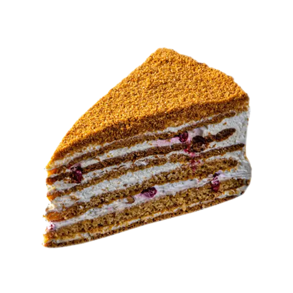 Изображение Торт «Медовик с брусникой и кедровыми орехами»