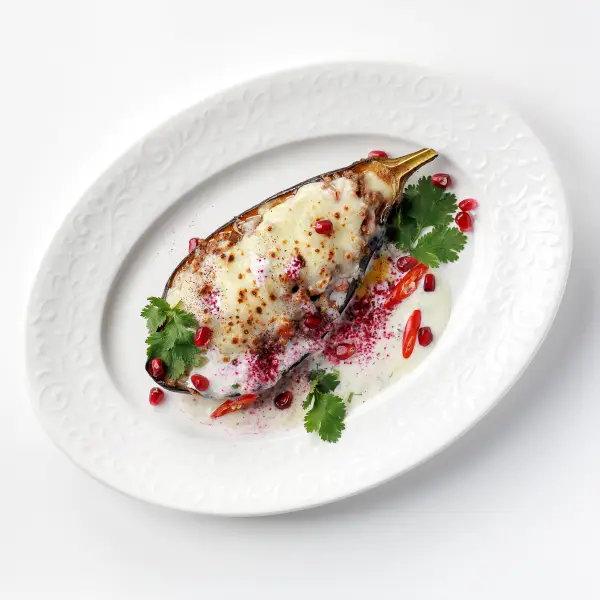 Изображение Запеченый баклажан с телятиной и сулугуни