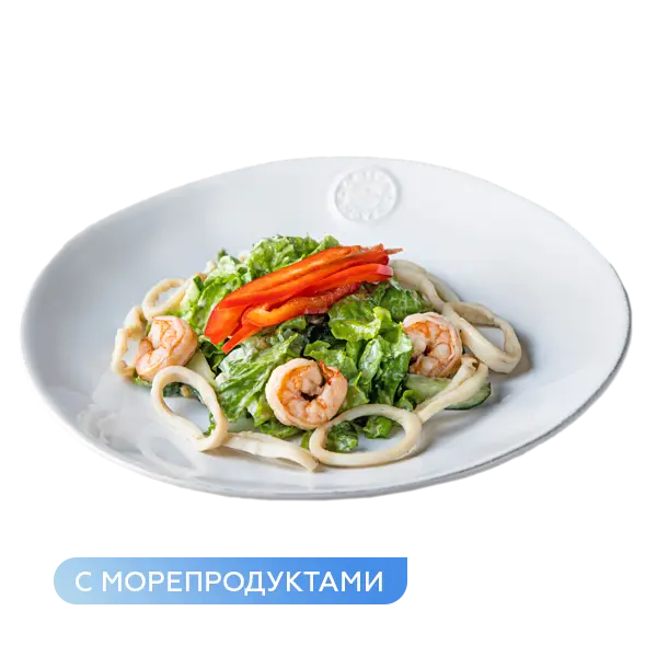 Изображение Морской салат с креветками и кальмарами