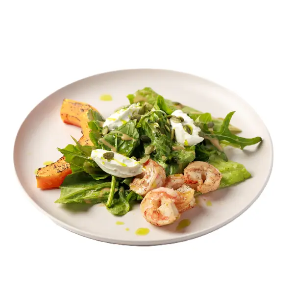 Изображение Салат с запеченой тыквой креветками