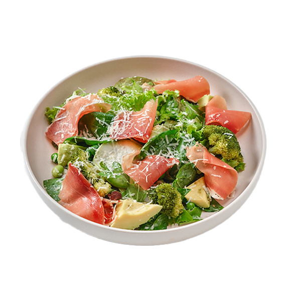 Сочный зеленый салат с прошутто