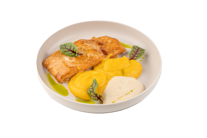 Стейк из лосося  с муссом из угря