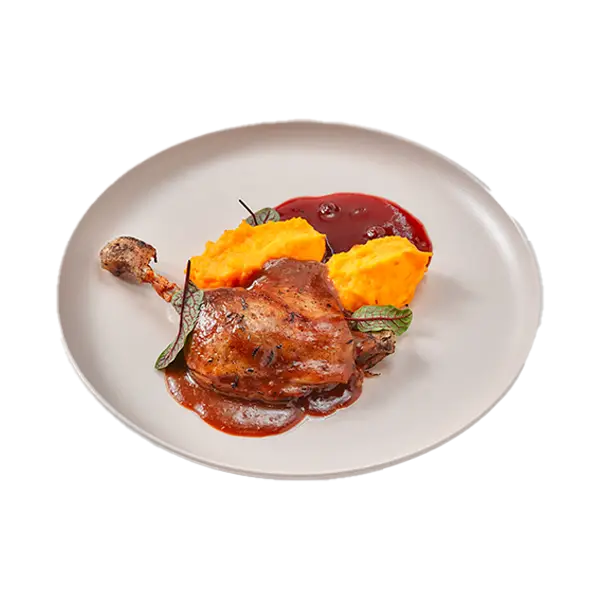 Изображение Томленая утиная ножка конфи с тыквенным пюре