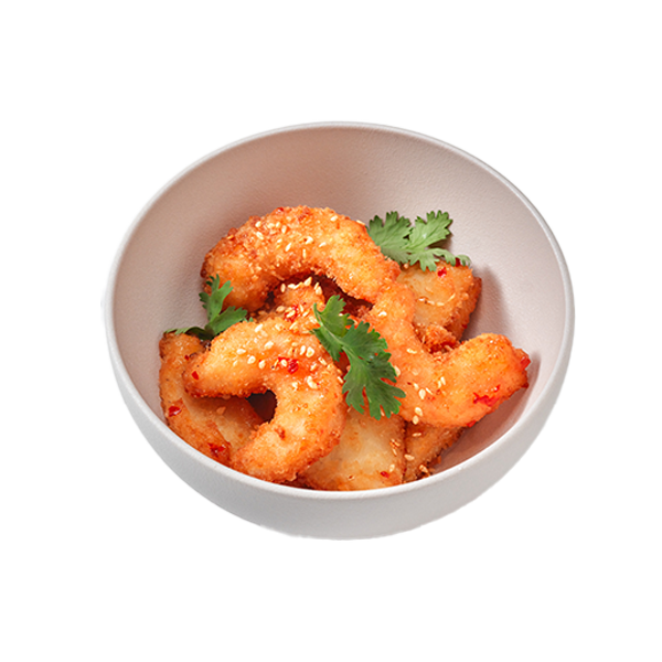 Тигровые креветки и кальмары во фритюре