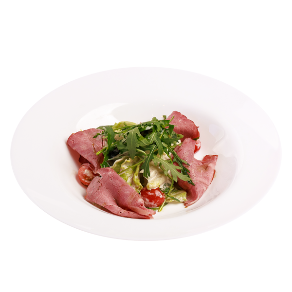 Салат с копченой телятиной и соусом тоннато