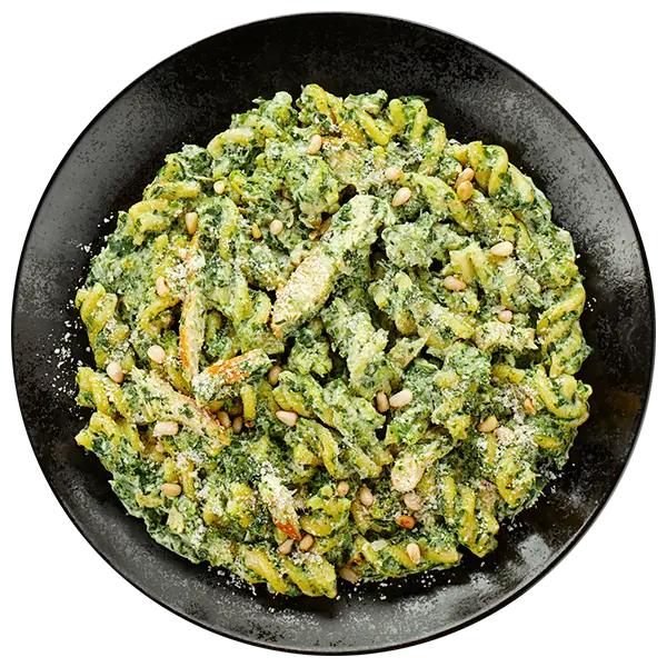 Изображение Со шпинатом, копчёным цыплёнком и кедровыми орешками 