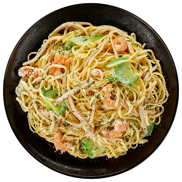 С креветками,кальмарами и цукини 