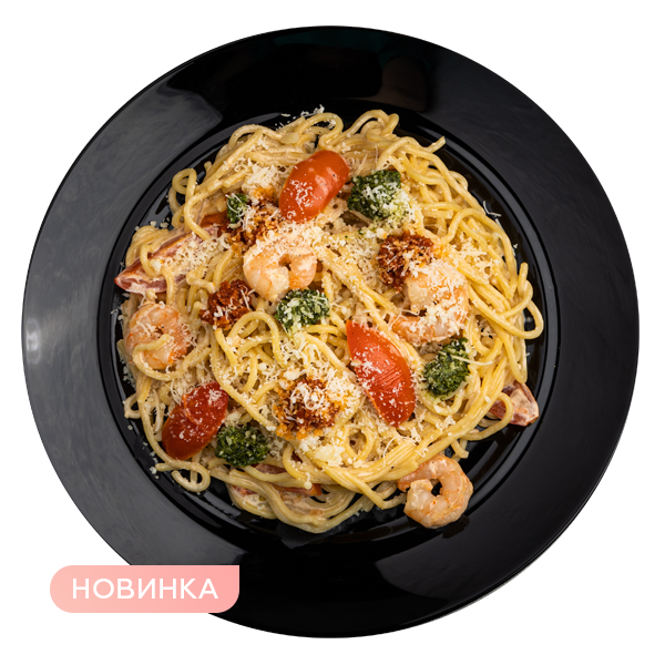 С креветками и томатным песто паста