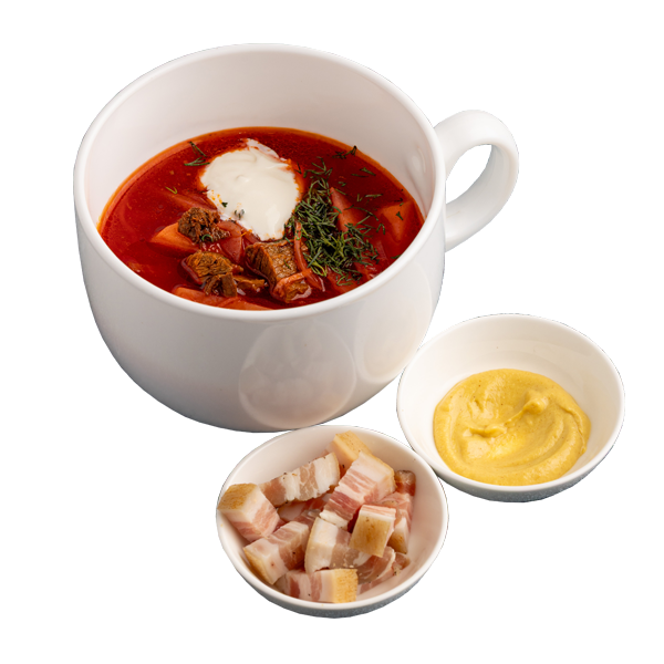 Борщ со сметаной и салом