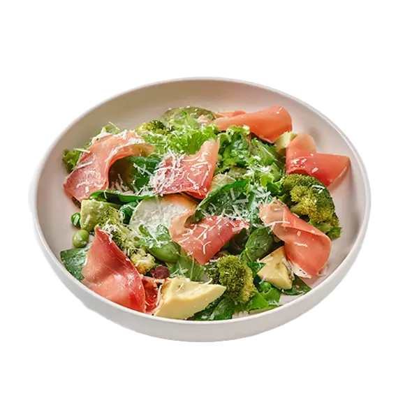 Изображение Сочный зеленый салат с прошутто