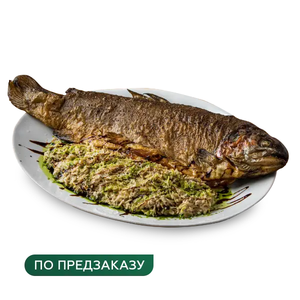 Изображение Форель фаршированная морепродуктами и ризотто