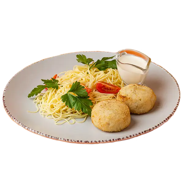 Изображение Куриные биточки со спагетти 